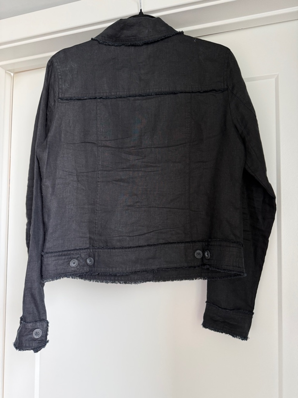 Tommy Bahama Black Raw-Edge Button-Front Linen Jacket - Picture 2 of 3